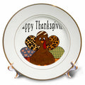 3dRose Happy Thanksgiving With A Cute Stylish Patterned Turkey - Plates (cp-369949)