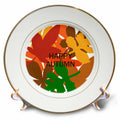 3dRose Happy Autumn Colorful Fall Leaves - Plates (cp-371175)