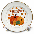 3dRose Happy Fall Autumn Leaves Pumpkins - Plates (cp-371179)