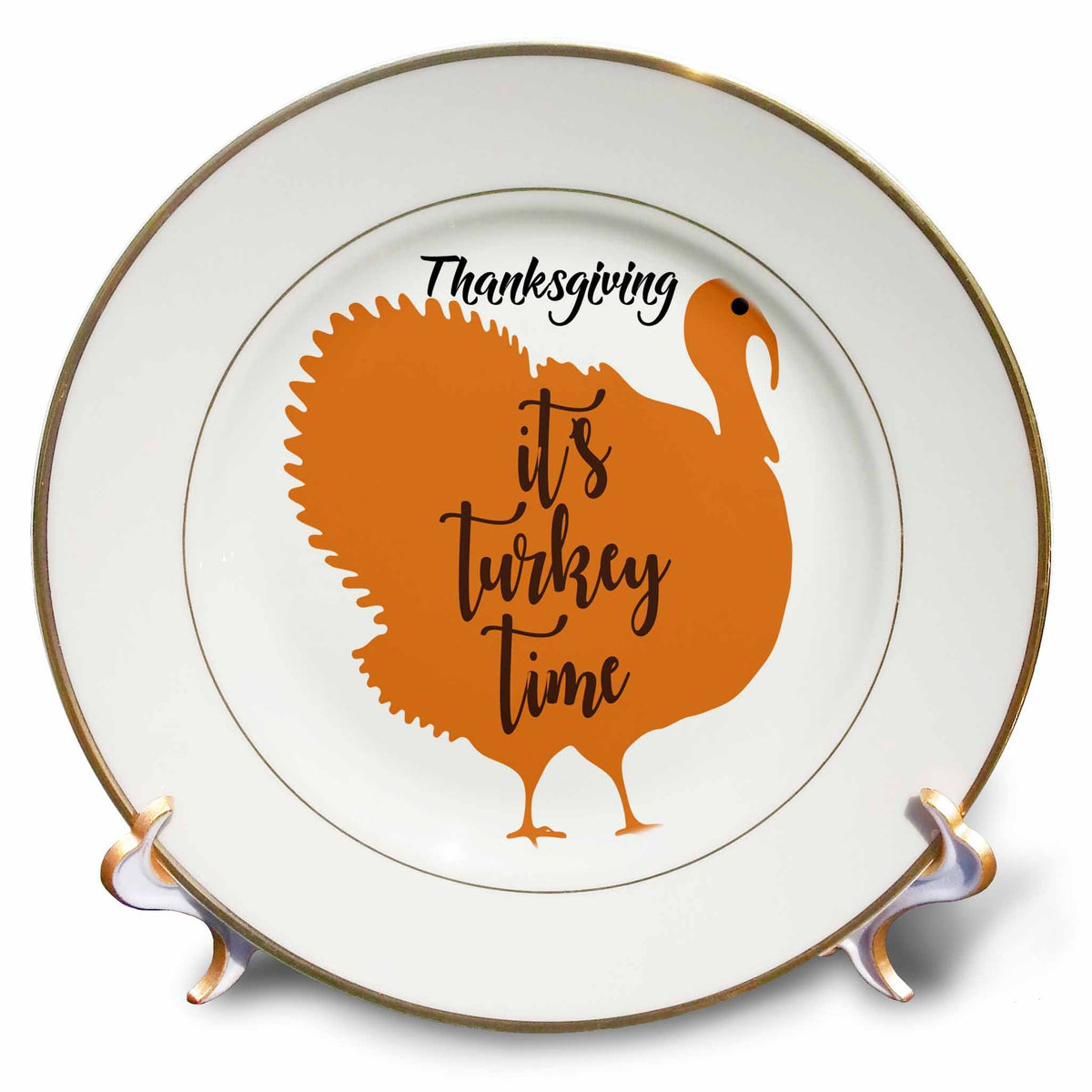 3dRose Thanksgiving Its Turkey Time Turkey Silhouette - Plates (cp-371535)