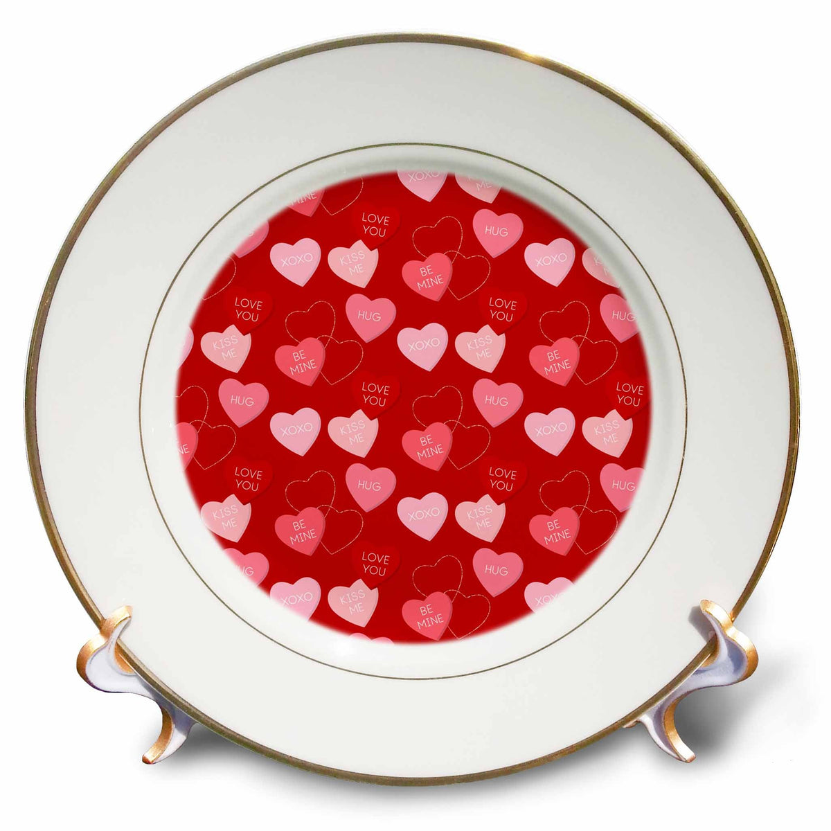 3dRose Cute Hearts With Valentine Words Pattern - Plates (cp-372143)