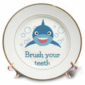 3dRose Image of a Shark with Text of Brush Your Teeth - Plates (cp-377432)