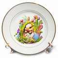 3dRose Cute Easter Bunny ad Beautiful Basket, Flowers and Goodies - Plates (cp-384426)