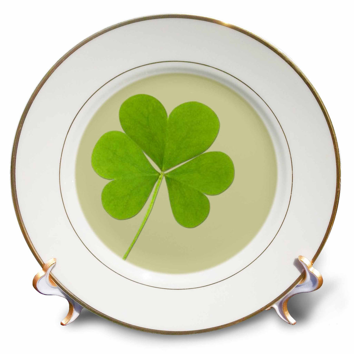 3dRose Patricia Sanders Creations - Green Clover- Irish Art- St. Patricks Day - Plates (cp_39339)