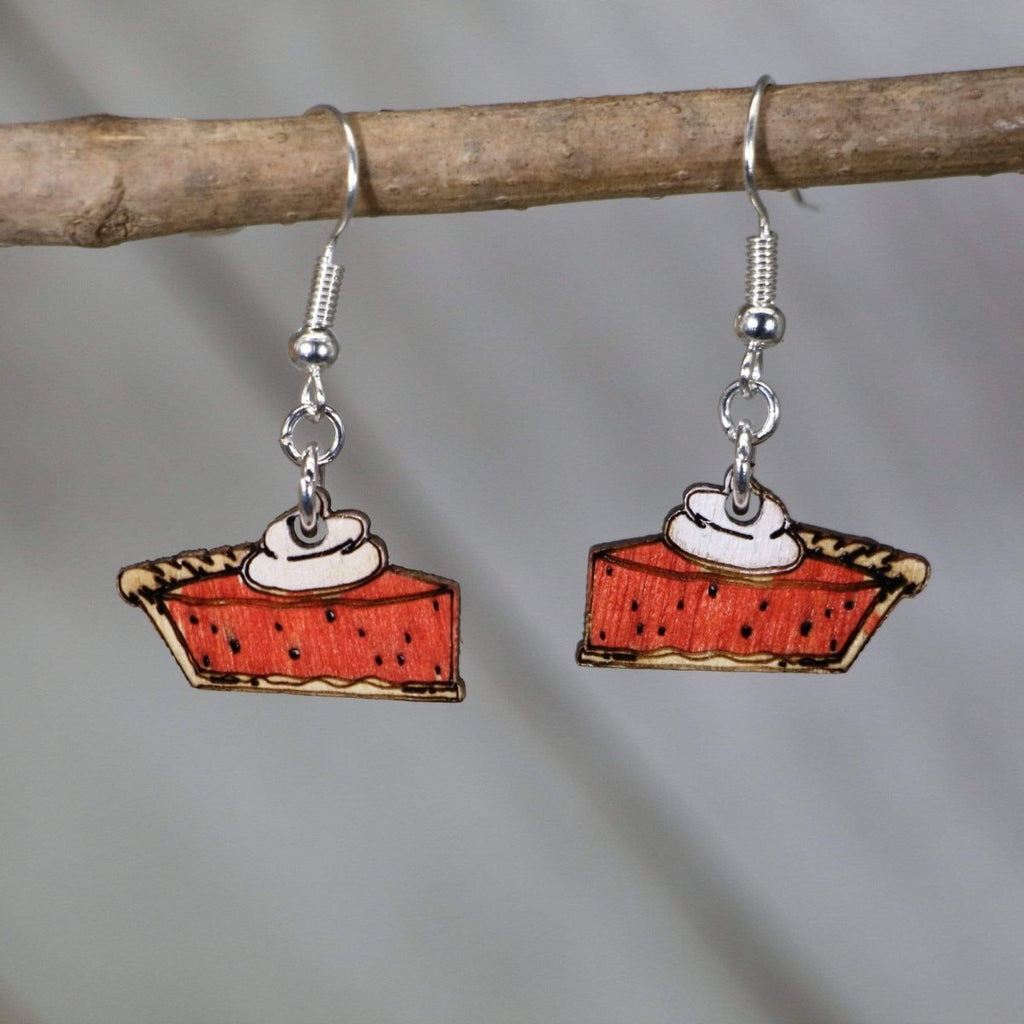 Pumpkin Pie Wooden Dangle Earrings | Thanksgiving Dessert Jewelry