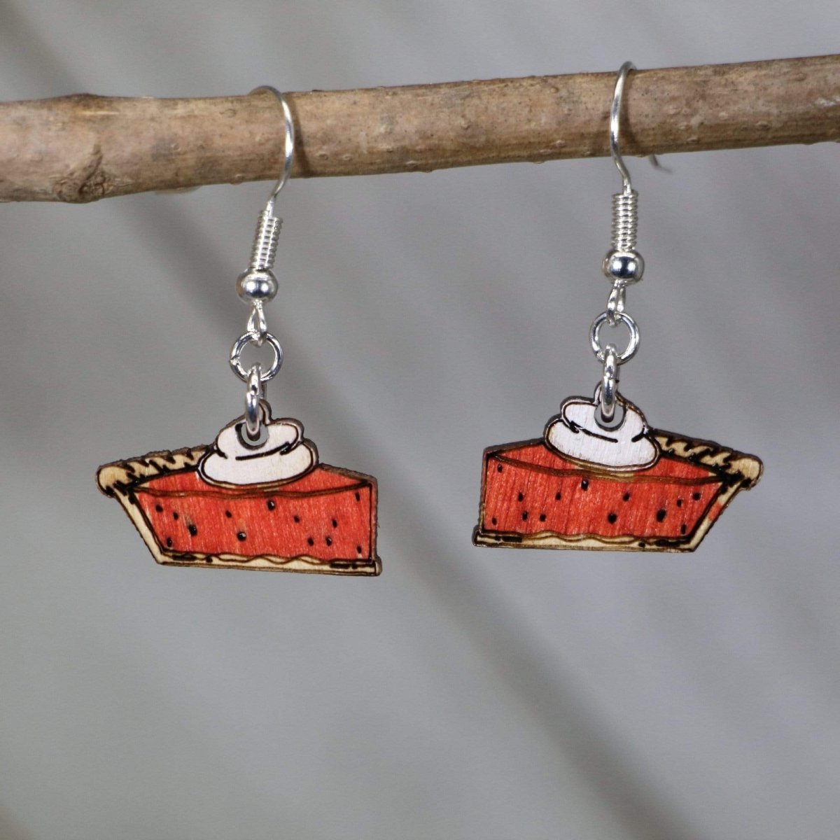 Pumpkin Pie Wooden Dangle Earrings | Thanksgiving Dessert Jewelry