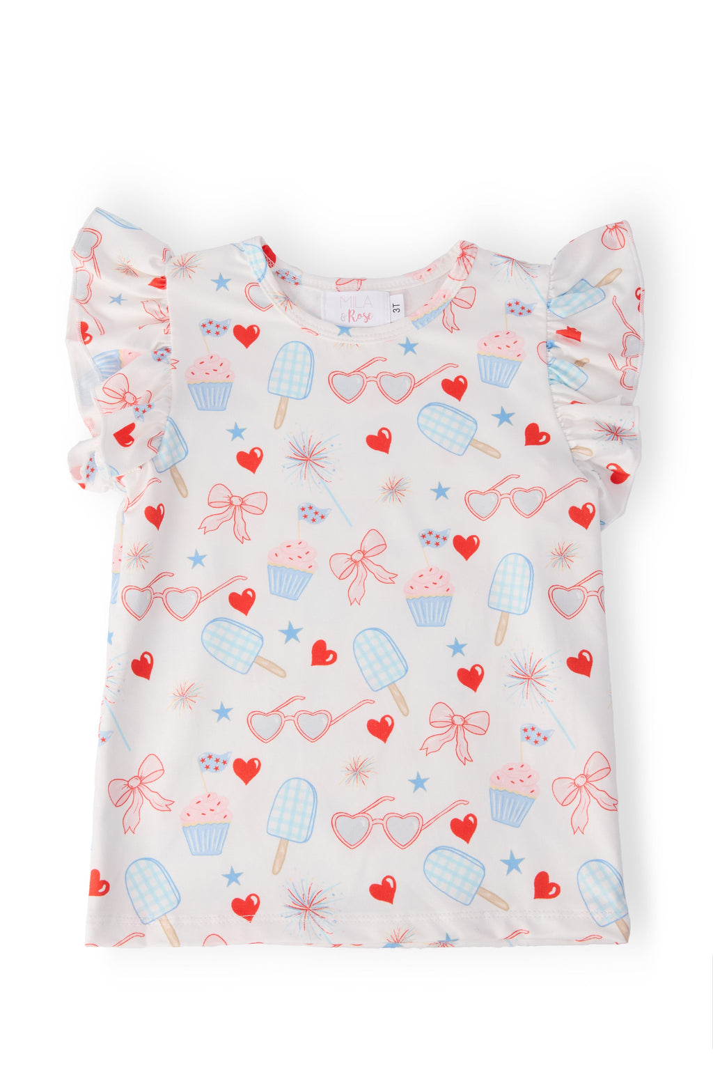 Red, White, & Sweet Short-Sleeve Ruffle Tee