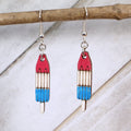Red White Blue Popsicle Wooden Earrings | Patriotic Summer Jewelry