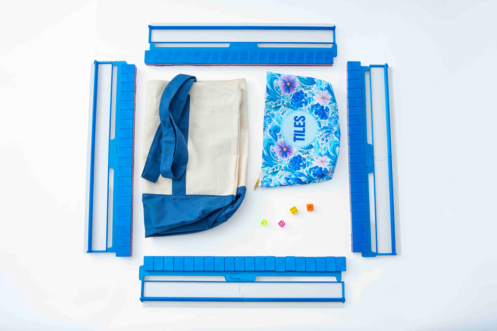 Travel Mahjong Tiles - Red White and Blue