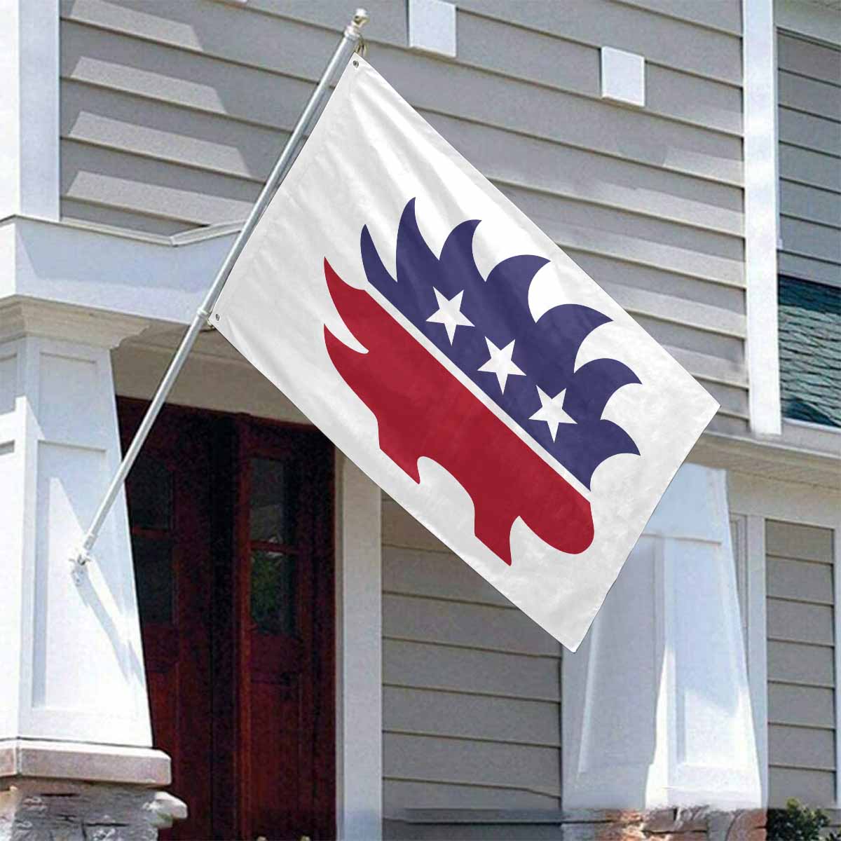 Red White and Blue Porcupine Single-Sided Flag(4 x 6)(One Side)
