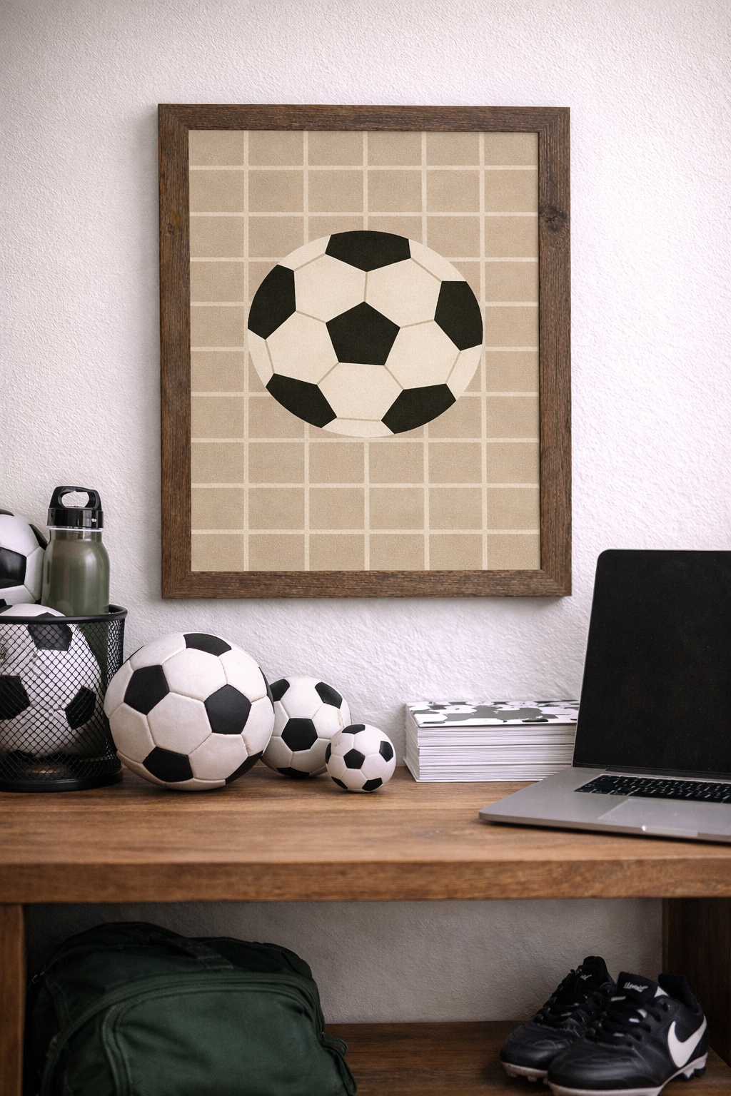 Soccer Ball Wall Art – Minimalist Soccer Decor for Kids Room, Sports Nursery or Soccer Lovers (SB213)