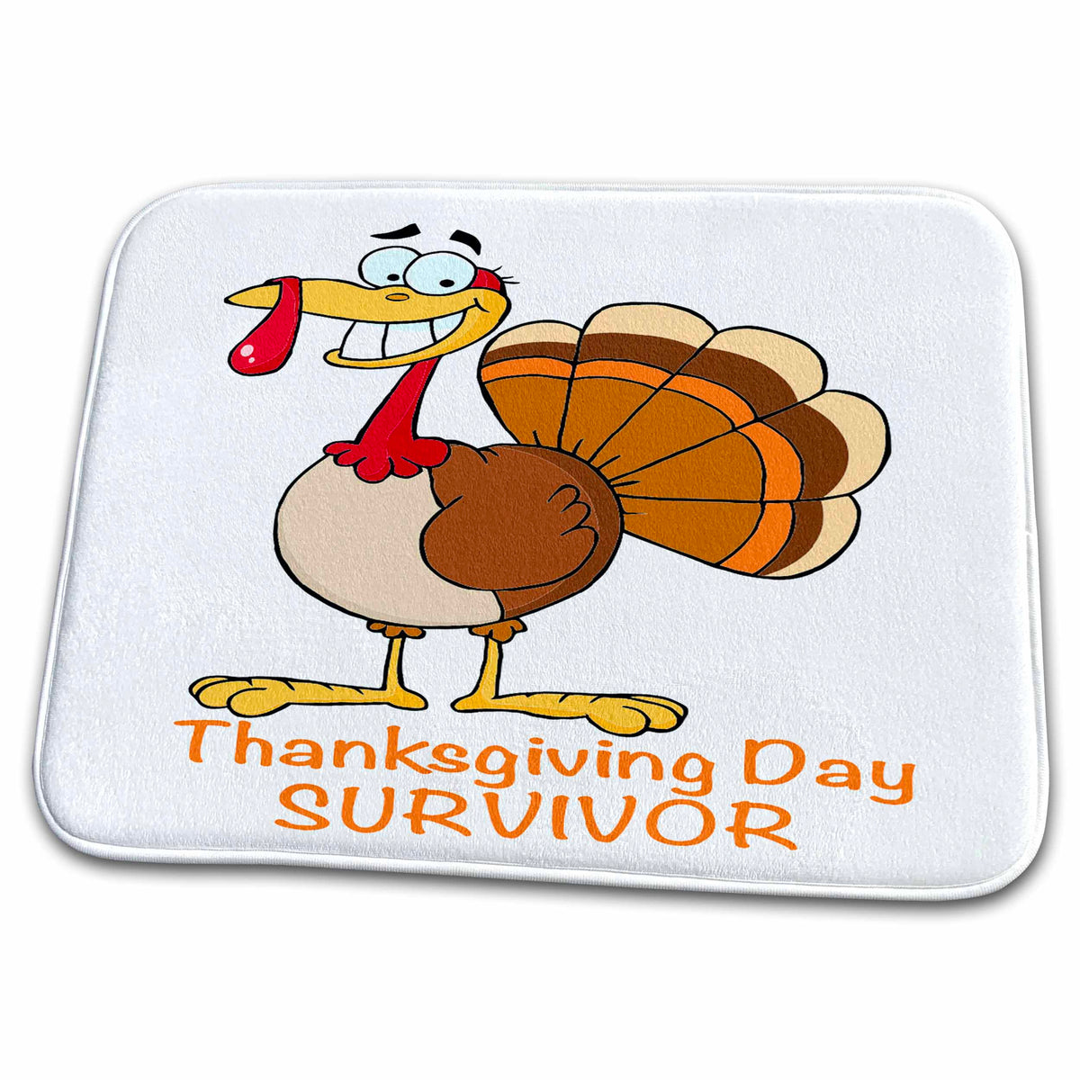3dRose Funny Thanksgiving Day Survivor Turkey - Dish Drying Mats (ddm-118709)