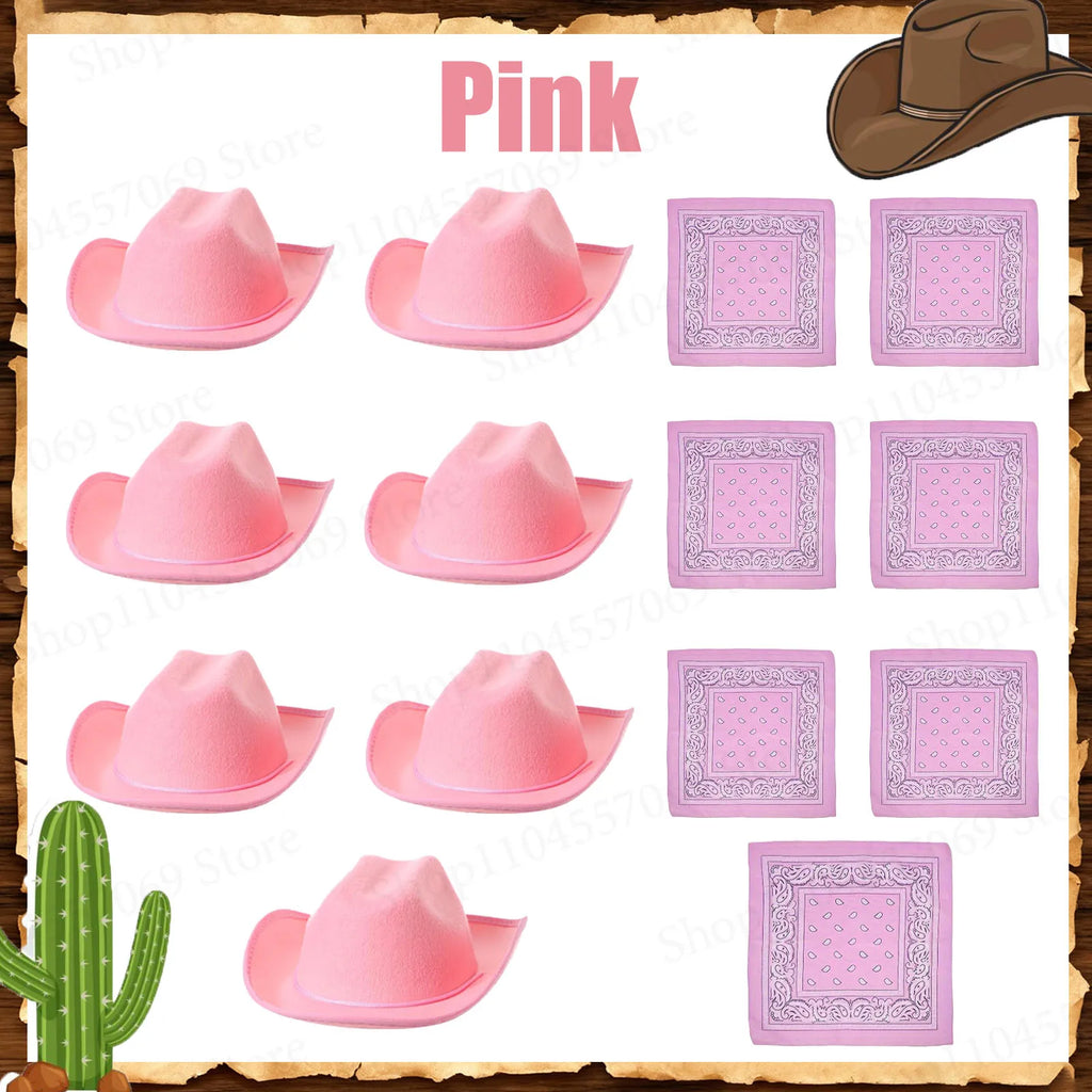 6-32Set Kids Western Cowboy Hats with Bandanas Cowboy Party Hats for Birthday Party Cosplay Costume Party Western Party Favors