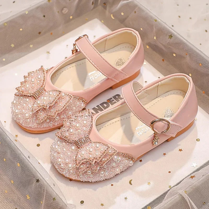 Girls' Glitter Rhinestone Synthetic-Leather Party Flats