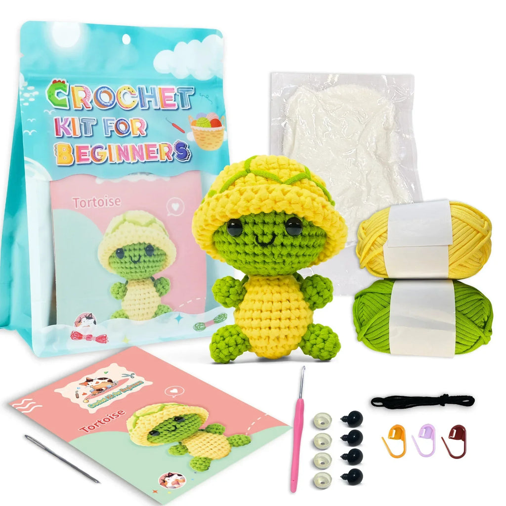Tortoise Crochet Kit with Soft Yarn Crochet Kit with Step-by-Step Video Tutorials Learn to Crochet Animals Kits for Adults
