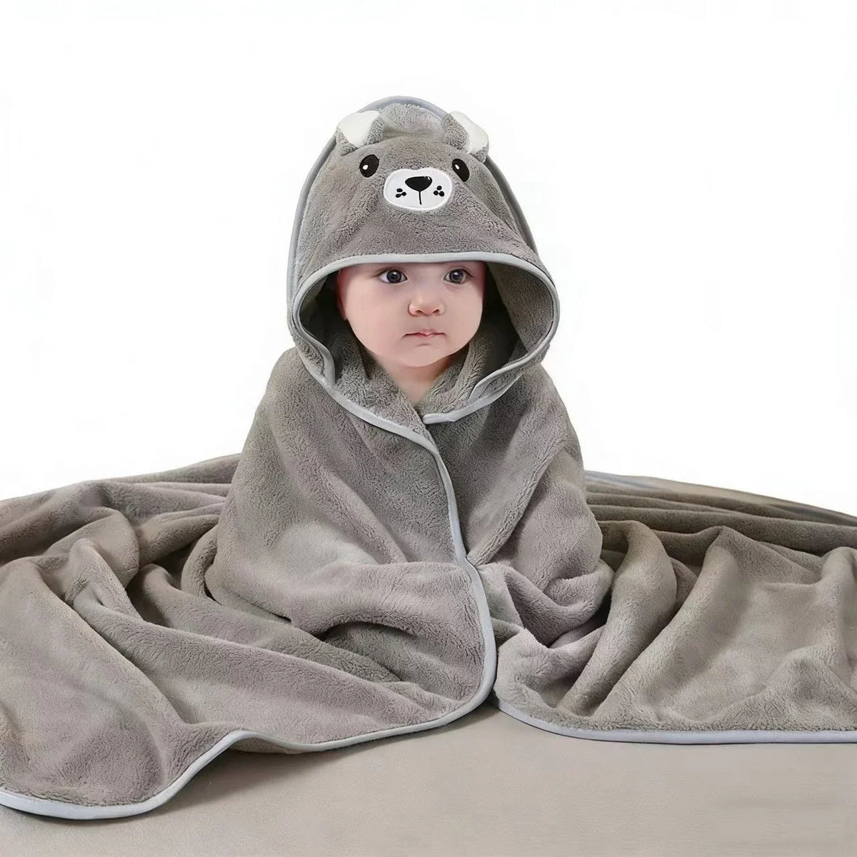 Baby Hooded Bath Towel Coral Fleece Toddler Bathrobe