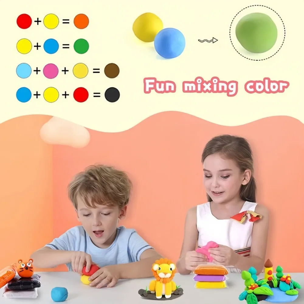36-Color Ultra Light Air Dry Modeling Clay Kit for Kids, Super Soft DIY Space Mud Craft Set with 3 Tools