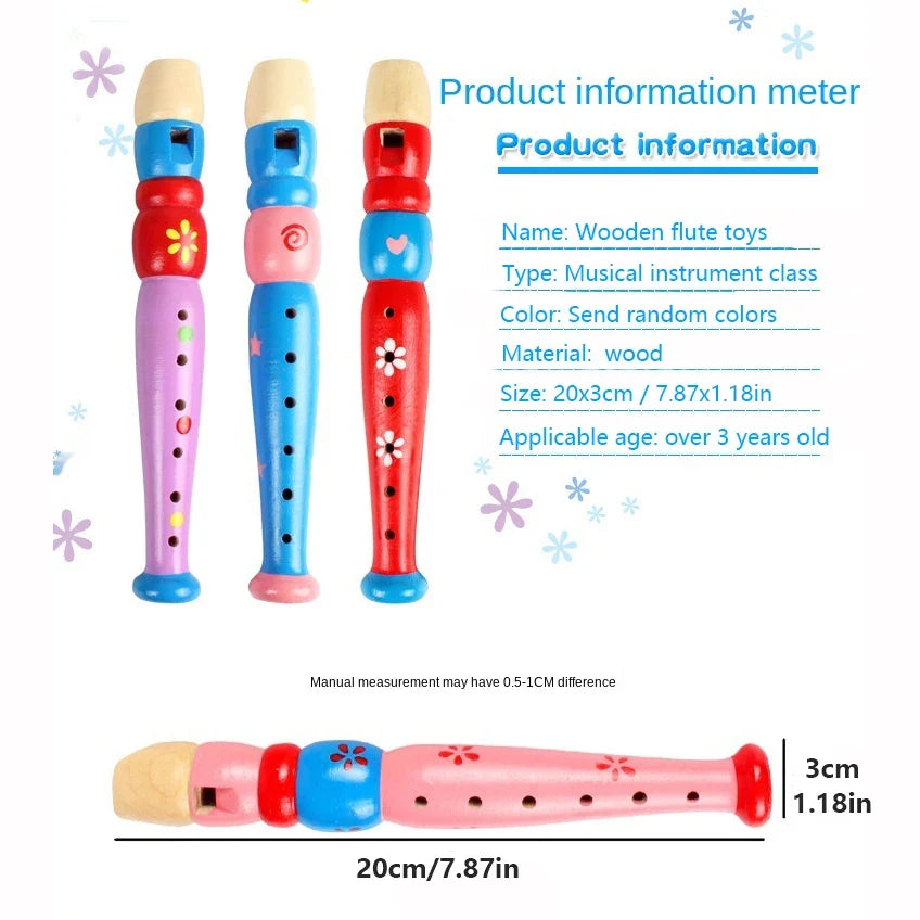Colorful Wooden Flute Toy – Educational Musical Instrument for Kids, Trumpet Bugle Style Hooter, Fun Learning Toy for Children