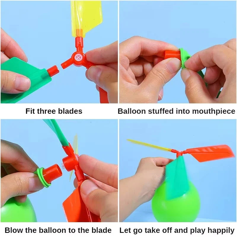 Propeller Balloon Helicopter Toys – DIY Whistle Flying Balloons, Outdoor Birthday Party Decoration for Kids