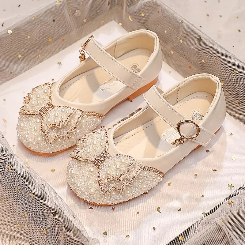 Girls' Glitter Rhinestone Synthetic-Leather Party Flats