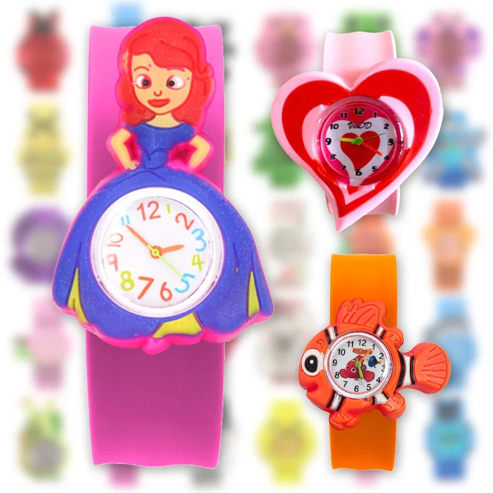 30 Cartoon Style Children’s Watches Colorful Bend Slap Strap Kids Watch Girl Boy Christmas Party Gift Random Style