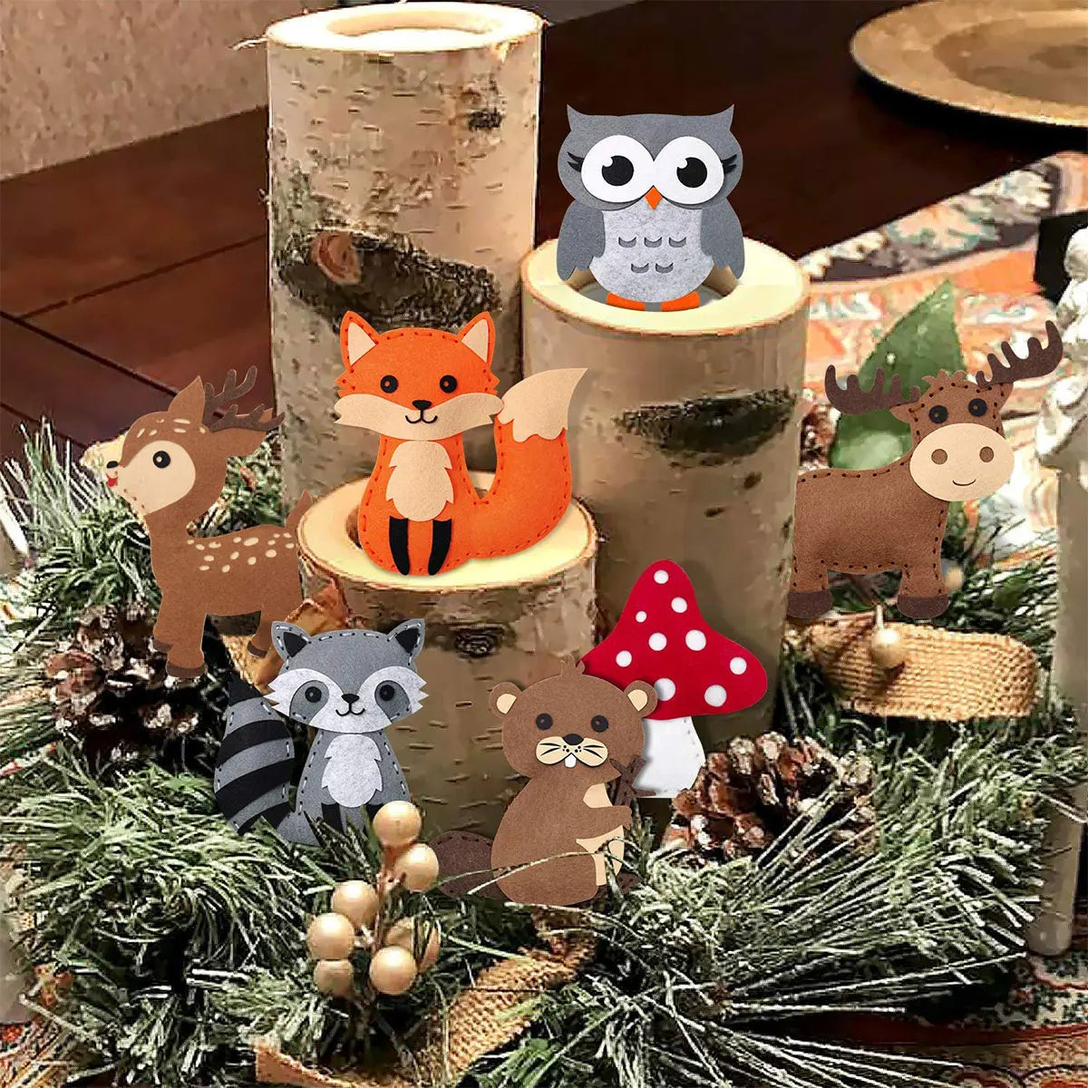 Kids Sewing Kit 14-Piece Woodland Felt Animals DIY Craft Set for Beginners Educational Sewing Toy