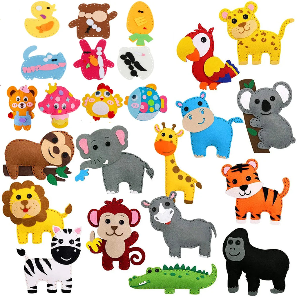 Kids Sewing Kit 14-Piece Woodland Felt Animals DIY Craft Set for Beginners Educational Sewing Toy
