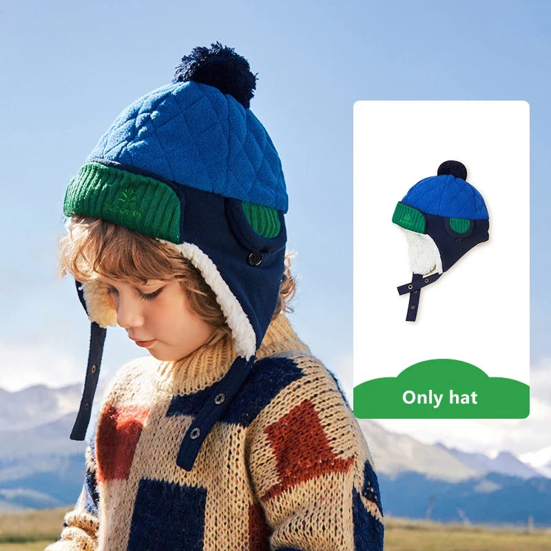 Warm Children Hat Scarf Gloves Set – Autumn & Winter Ear Protection Cap for Boys & Girls – Soft, Windproof, Thickened Velvet Beanie Hat