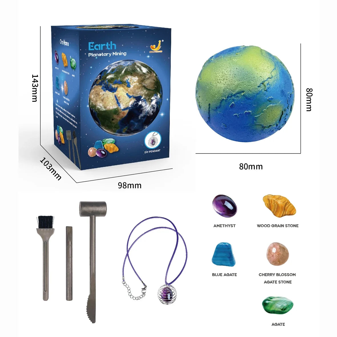 Children's Archaeology Digging Treasure Kit - Solar System Gem Ore Exploration, Science Education Toy for Kids