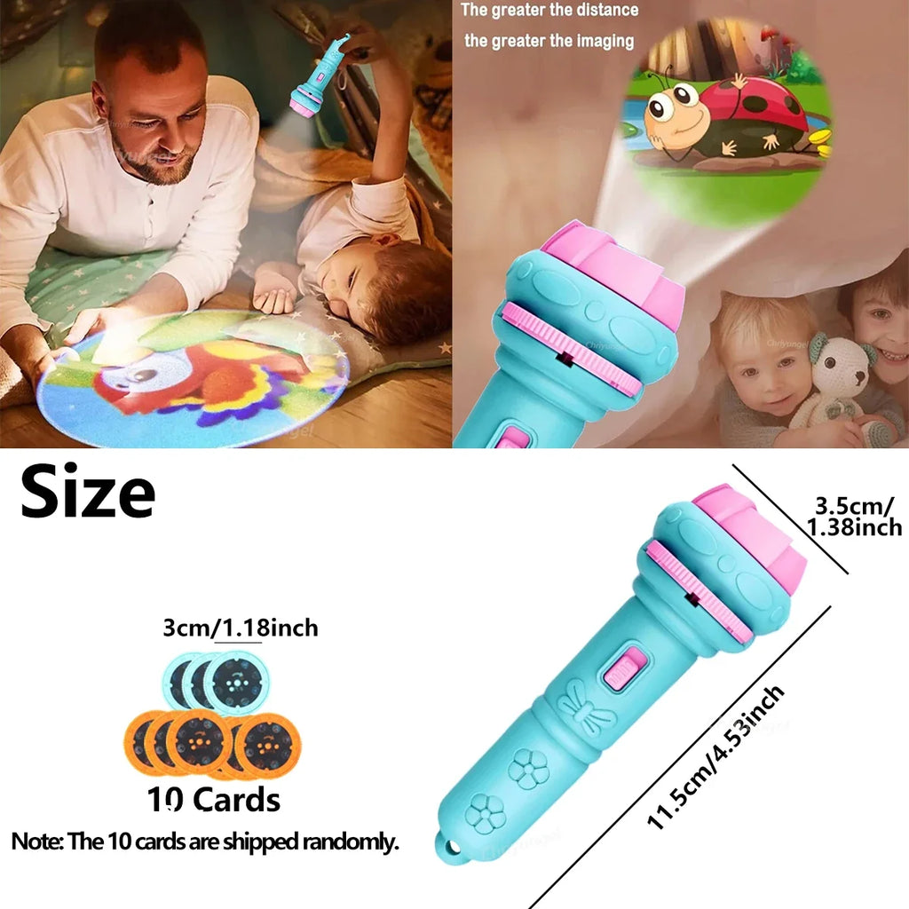Kids Projector Flashlight Toy Bedtime Story Light 10 Cards