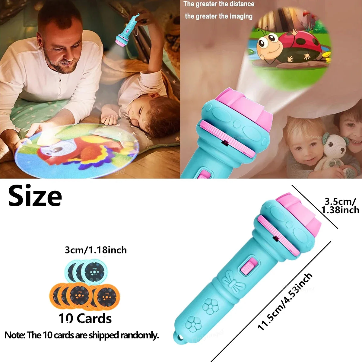 Kids Projection Flashlight Toy with 80 Cartoon Images