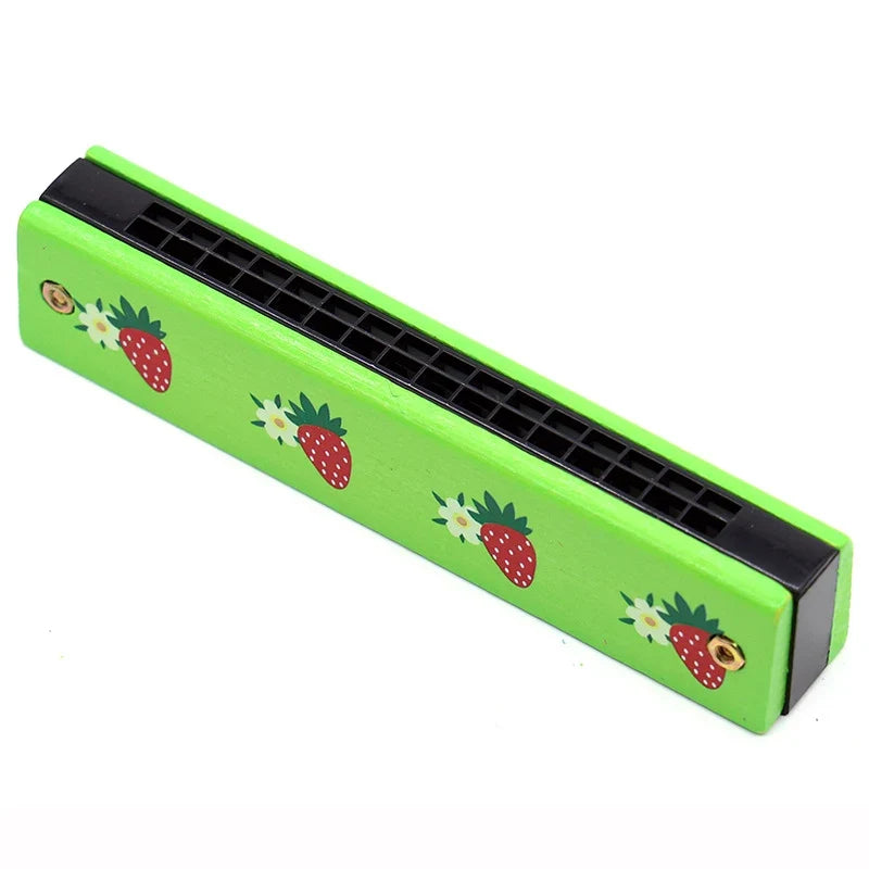 16-Hole Wooden Harmonica Cartoon Animals Painted Toy – Musical Instrument for Kids, Early Educational Toy, Perfect Gift for Children