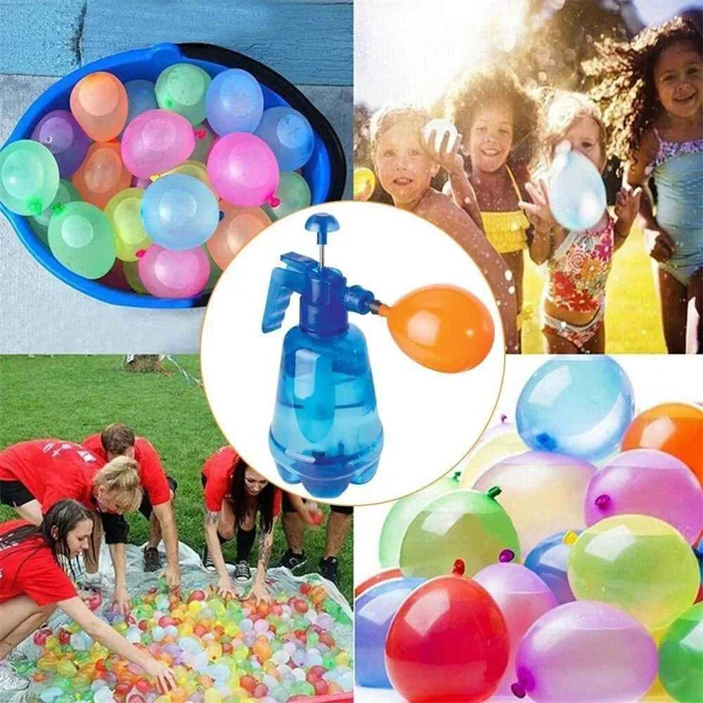 Portable Air Water Balloon Pump with Balloons for Kids Party Outdoor Toy (Random Color)