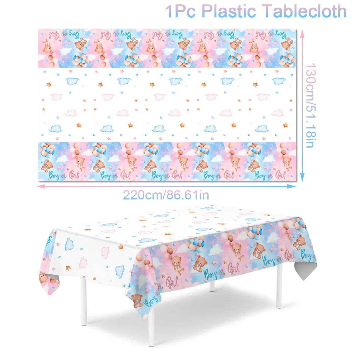 Gender Reveal Party Disposable Tablecloth Boy or Girl Baby Shower Decor Newborn Table Cover Gender Reveal Party Supplies
