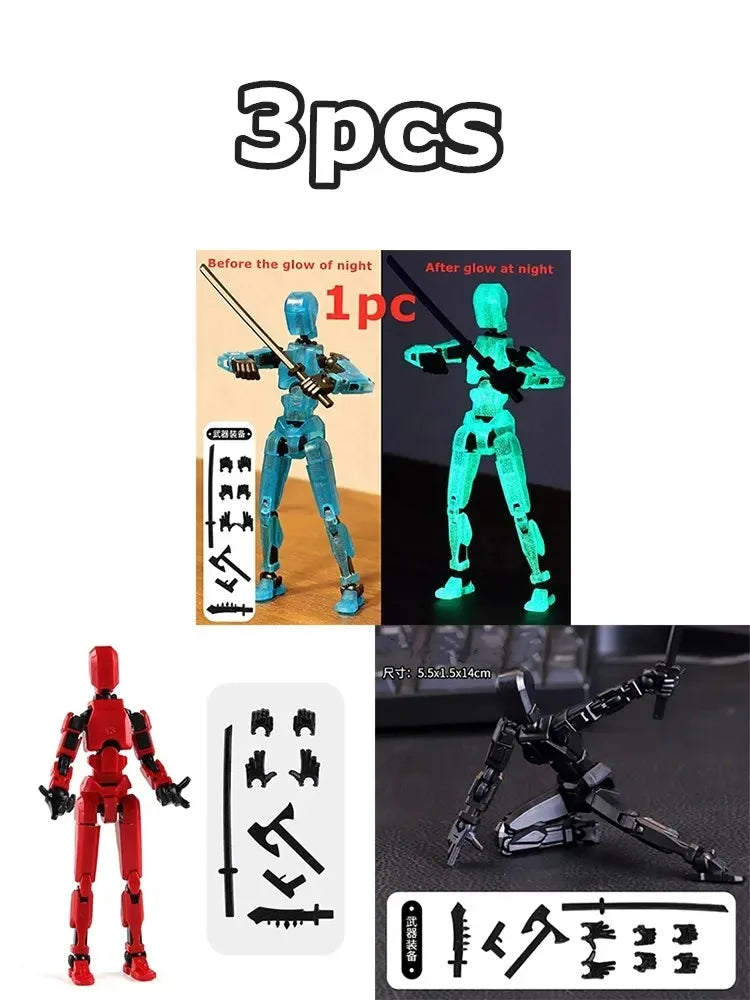 T13 Multi-Joint Robot Action Figure with Dog – 14cm Poseable Model