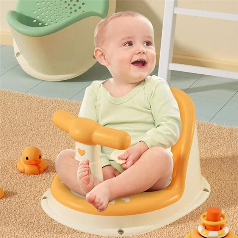 Infant Non-Slip Bath Seat for Newborns & Toddlers – Cushioned Plastic Baby Bathtub Chair