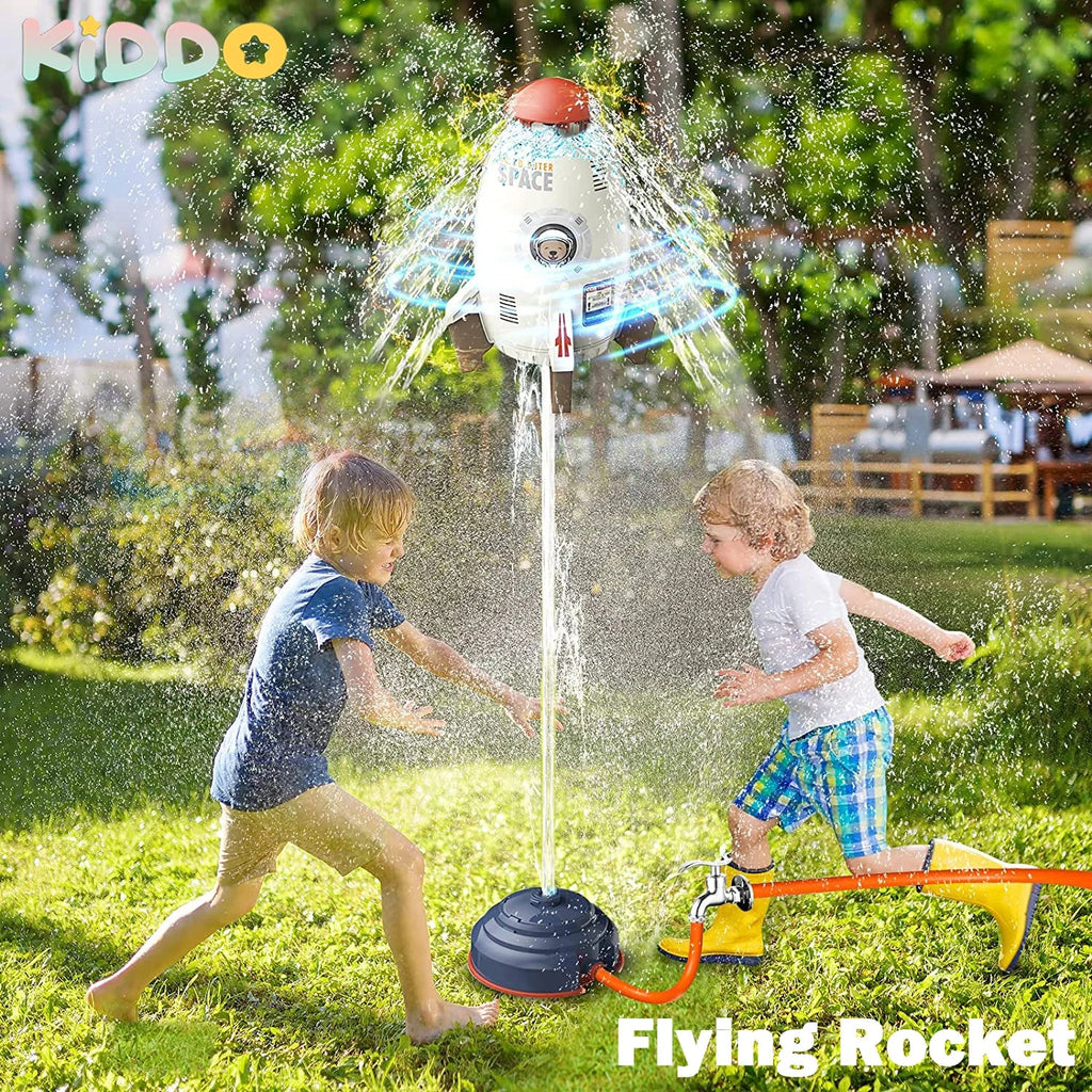 Space Jet Sprinkler Flying Water Launcher – Spinning Outdoor STEM Bath Toy for Kids