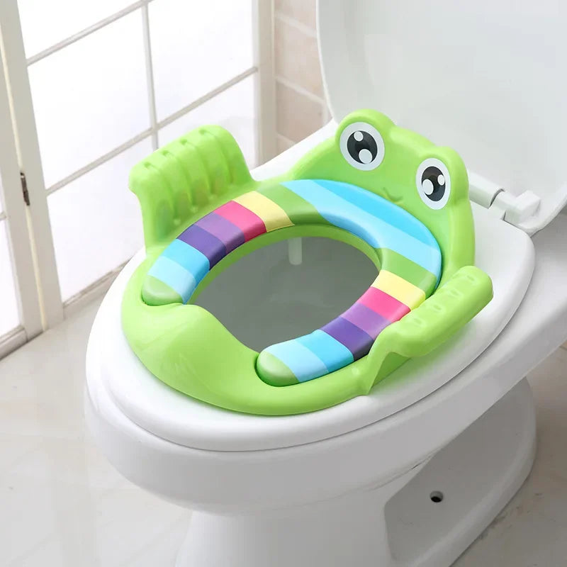Baby Potty Training Seat with Adjustable Step Stool Ladder - Comfortable Cartoon Toilet Trainer for Toddlers