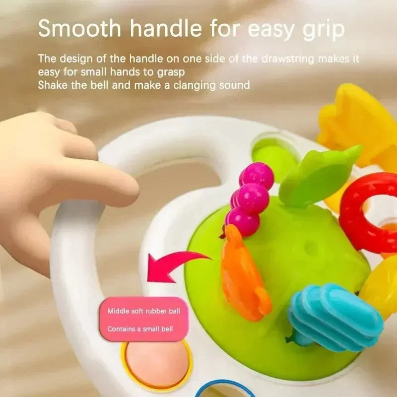 Cartoon Duck Astronaut Pull-String Montessori Sensory Toy – Silicone Teether & Grip Trainer for Babies & Toddlers