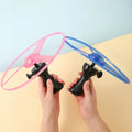 Luminous Pull-Line LED Flying Saucer Toy with Launcher — Light-Up Rotating Disk Flyer for Kids & Pets, Outdoor Fun