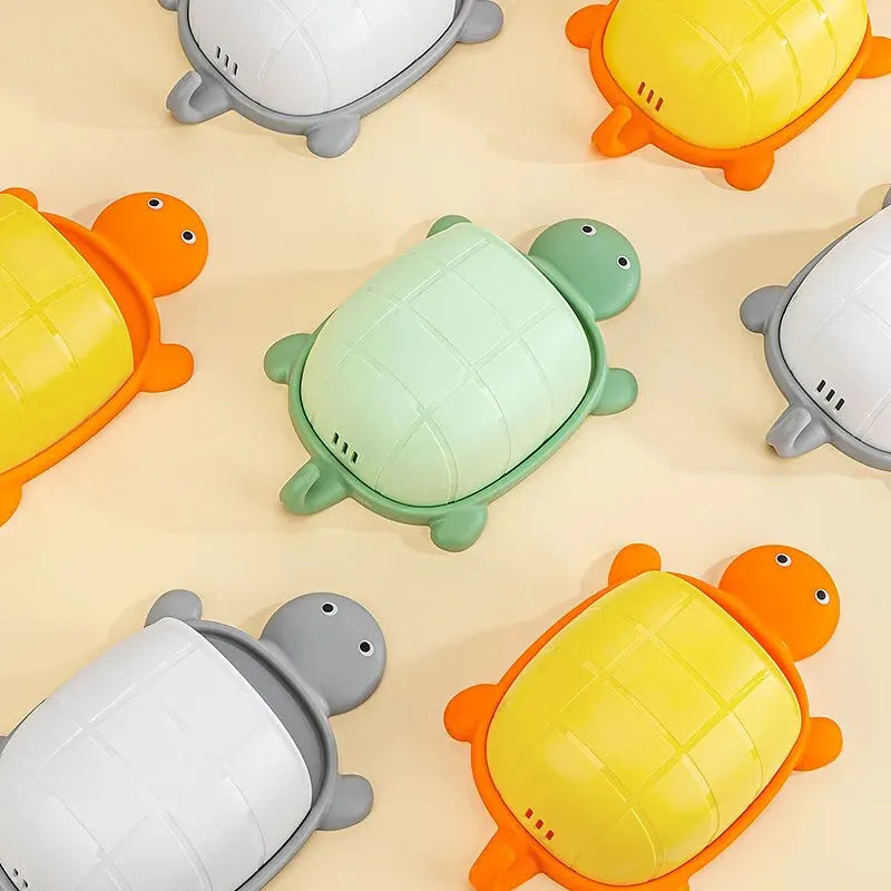 Cute Turtle Toothbrush Holder Wall-Mounted Waterproof Cartoon Bathroom Organizer