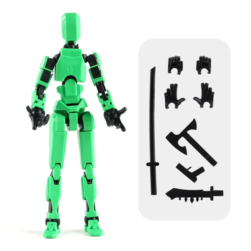 T13 Multi-Joint Robot Action Figure with Dog – 14cm Poseable Model