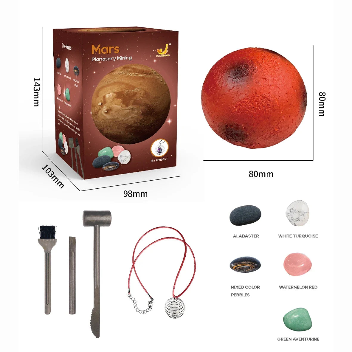 Children's Archaeology Digging Treasure Kit - Solar System Gem Ore Exploration, Science Education Toy for Kids