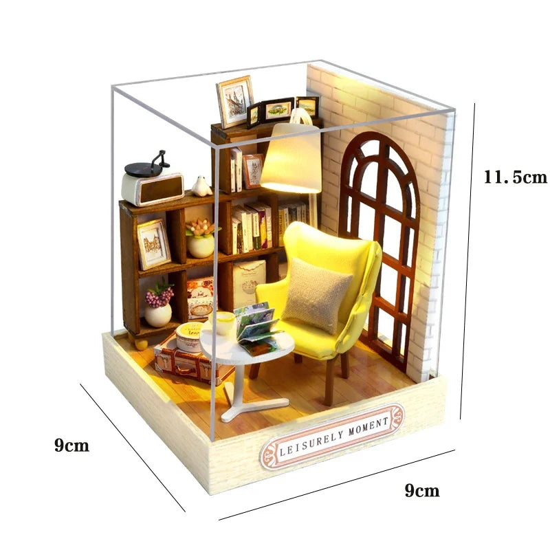 Wooden Miniature Doll House DIY 3D Puzzle Building Kit