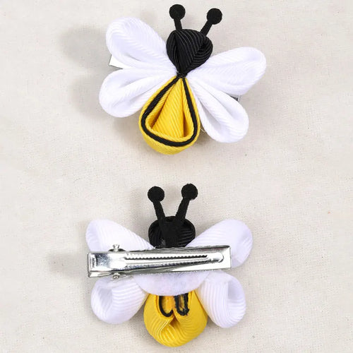 2Pcs Ribbon Bee Hairpin – Unique Animal Hair Clips for Baby Girls, Kids Barrettes, Children Headwear Accessories