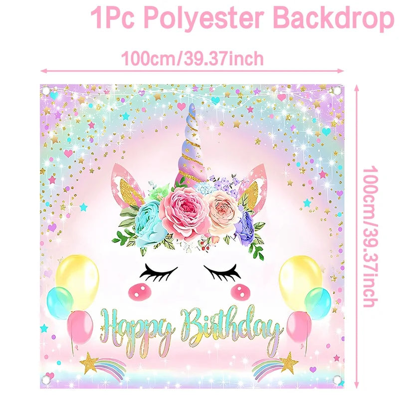 Rainbow Unicorn PE Tablecloth Happy Unicorn Theme Birthday Party Decorations Kids Favors Table Cover Girls Baby Shower Supplies