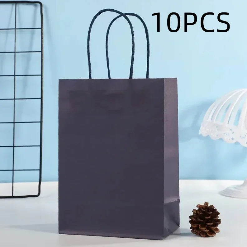 10PCS Colorful Kraft Paper Gift Bags – Handheld Candy & Party Favor Bags for Wedding, Birthday & Party Decorations