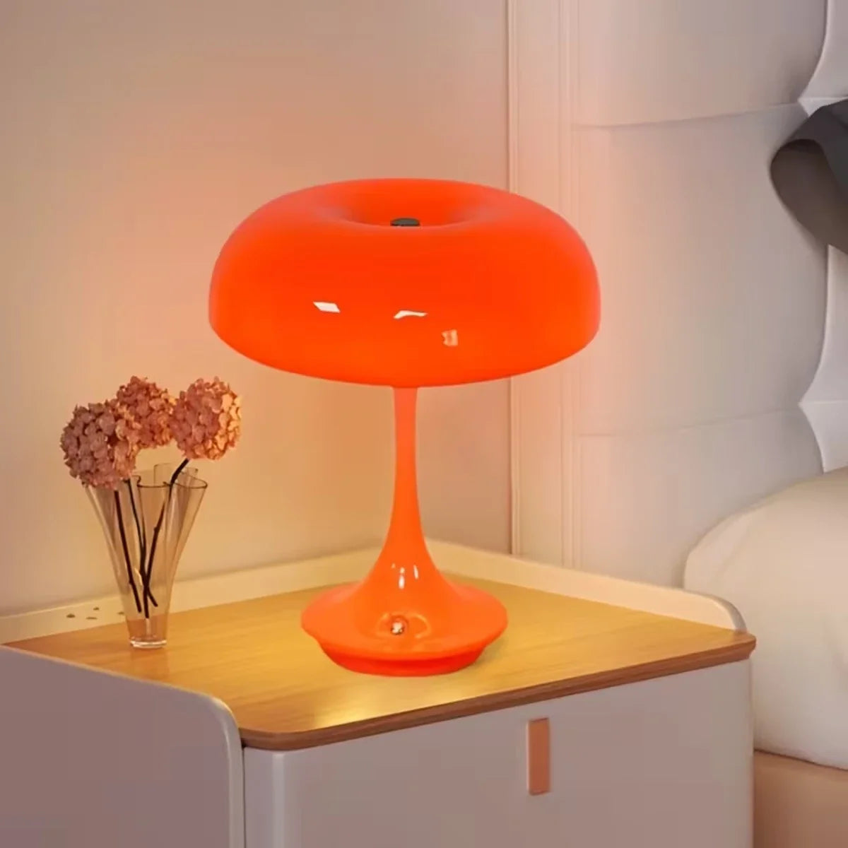 Cute Mushroom Table Lamp Touch Control 3Color Dimmable LED Night Light Cordless USB Rechargeable Bedside Lamp for Bedroom Office