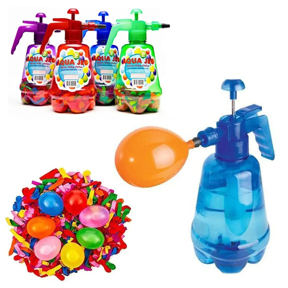 Portable Air Water Balloon Pump with Balloons for Kids Party Outdoor Toy (Random Color)