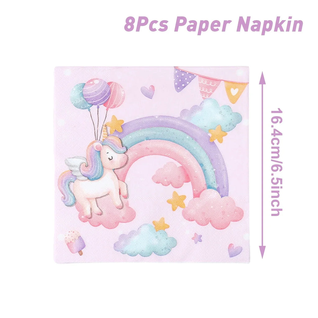 Unicorn Disposable Tableware Set Plates Cups Napkins Birthday Party Decoration Kids Boy Girl Wedding Birthday Party Supplies